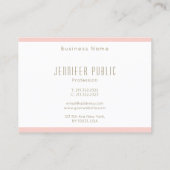 Carte De Visite Premier Monogramme Blush Pink Gold Texte Moderne (Dos)