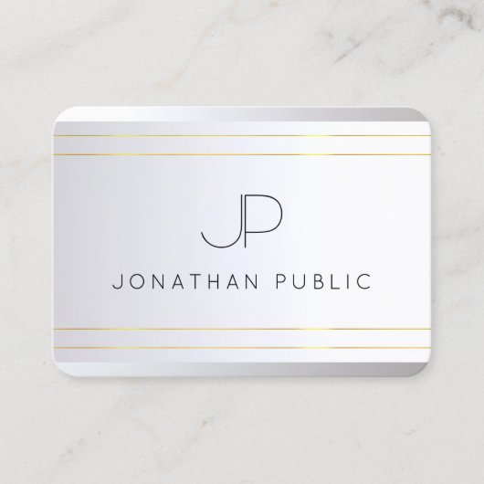 Carte De Visite Premier Monogramme Gold Silver Elegant Modèle (Devant)