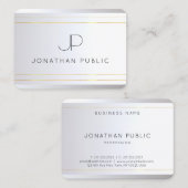 Carte De Visite Premier Monogramme Gold Silver Elegant Modèle (Devant / Derrière)