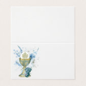 Carte De Visite Première communion Eucharistie Florale Chalice hôt (Extérieur déplié)