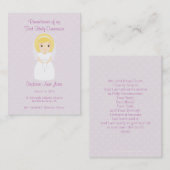 Carte De Visite Première Sainte Communion Blonde Girl (Devant / Derrière)