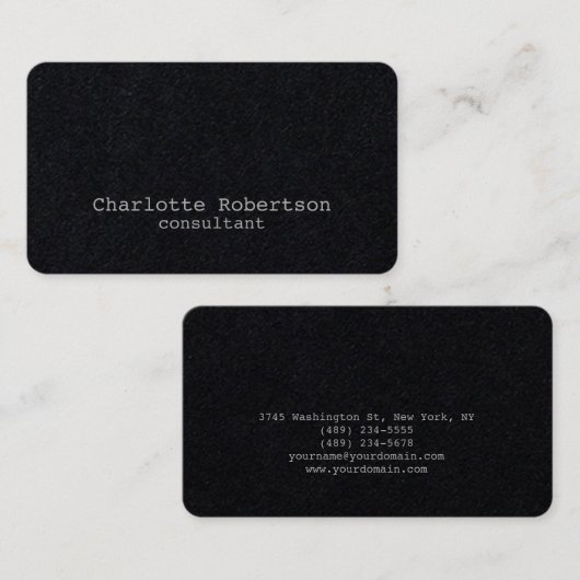 Carte De Visite Premium Black Plain Creative Modern Consultant (Devant / Derrière)