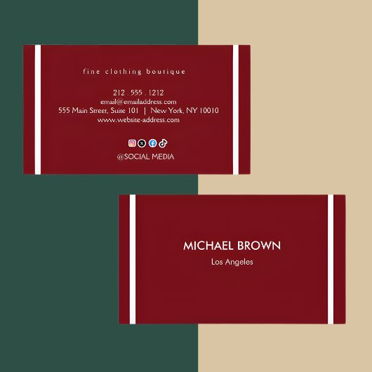 Carte De Visite Premium Burgundy Gold Business Card Set