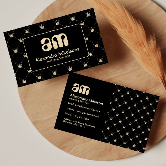 Carte De Visite Premium Crown Pattern Elegant Black Gold