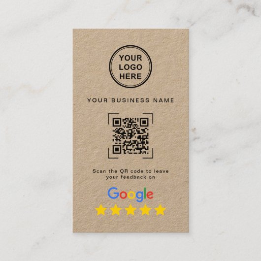 Carte De Visite Premium Kraft QR Code Google Review (Devant)