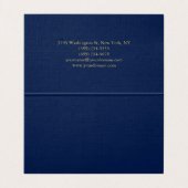 Carte De Visite Premium Linen Blue Gold Professional tendance (Intérieur déplié)