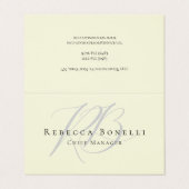 Carte De Visite Premium Linen Exclusive Unique Monogram Beige (Extérieur déplié)