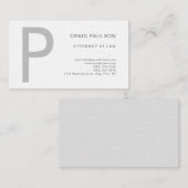 Carte De Visite Premium Linen Monogramme Attorney at Law Modern (Devant / Derrière)