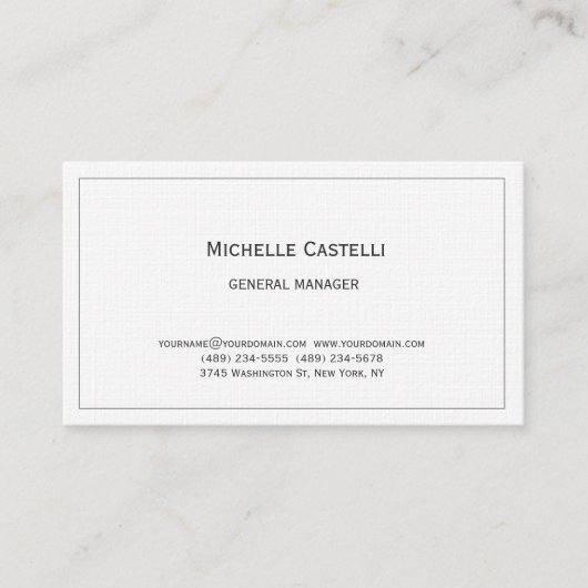 Carte De Visite Premium Linen Professionnel Unique Classique Simpl (Devant)