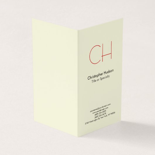 Carte De Visite Premium Linge Rouge tendance Monogramme moderne (Extérieur)