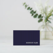 Carte De Visite Premium Navy Pinstripe Business Card (Debout devant)