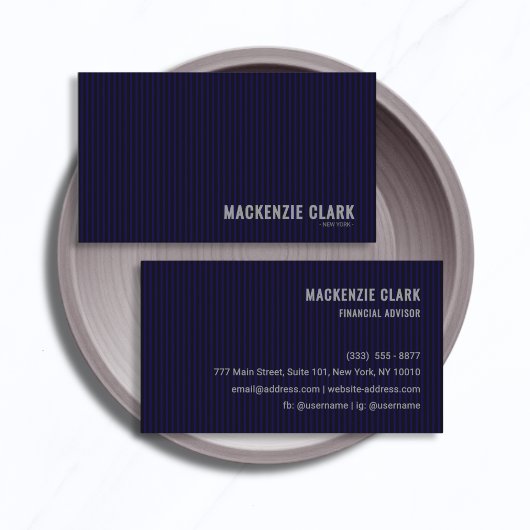 Carte De Visite Premium Navy Pinstripe Business Card