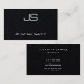 Carte De Visite Premium Noir élégant Monogramme Moderne Simple Lux (Devant / Derrière)