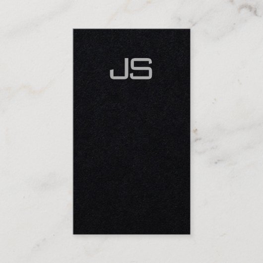 Carte De Visite Premium Noir moderne Excellent Monogramme vertical (Devant)