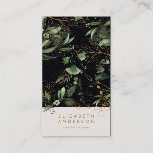 Carte De Visite Premium Noir Onyx Moderne Eucalyptus Entreprise