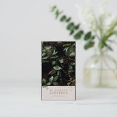 Carte De Visite Premium Noir Onyx Moderne Eucalyptus Entreprise (Debout devant)