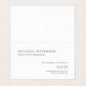 Carte De Visite Premium Pearl Moderne Élégant Bleu Simple Blanc (Extérieur déplié)