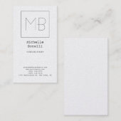 Carte De Visite Premium Pearl White Elegant Unique Monogramme (Devant / Derrière)