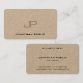 Carte De Visite Premium Real Kraft Papier Élégant Monogramme (Devant / Derrière)