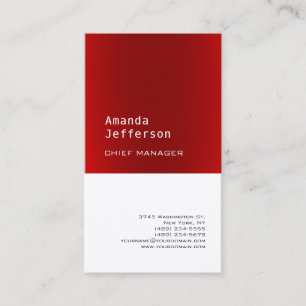 Carte De Visite Premium Silk Minimaliste Professionnel Rouge Blanc