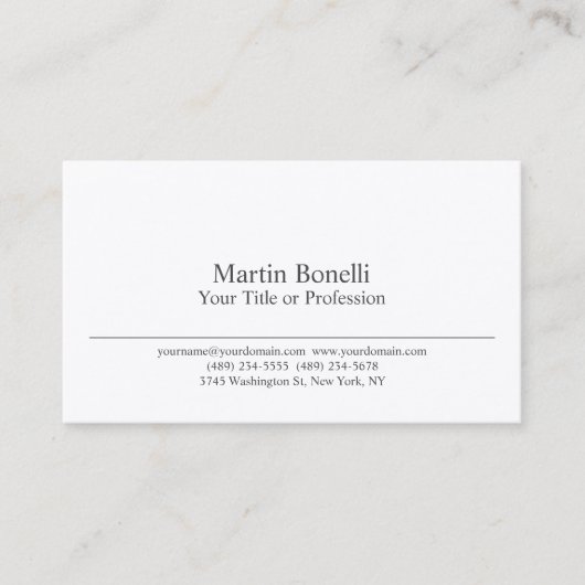 Carte De Visite Premium Silk Noir & Blanc Professionnel Moderne (Devant)