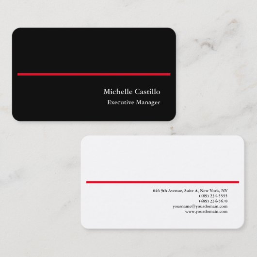 Carte De Visite Premium Silk Plain Professionnel Moderne Noir Blan (Devant / Derrière)