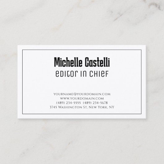 Carte De Visite Premium Silk Professional Unique Classique Simple (Devant)