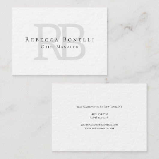 Carte De Visite Premium Thick Exclusive Unique Modern Monogram (Devant / Derrière)