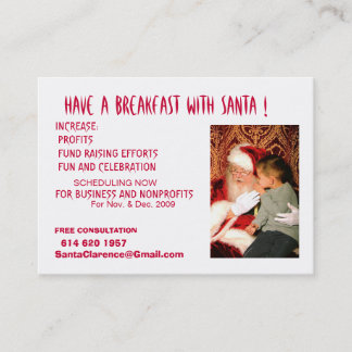 Carte De Visite Prenez un petit déjeuner avec Père Noël