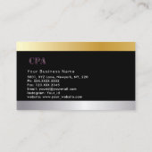 Carte De Visite Préparateur fiscal Elegant Or argent noir (Dos)