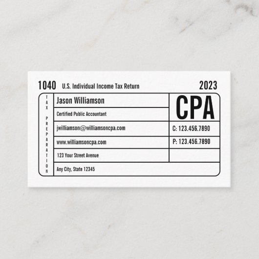 Carte De Visite Préparation fiscale (Devant)