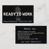 Carte De Visite PRÉPAREZ au modèle d'argent de WORK.Job (Devant / Derrière)