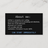 Carte De Visite PRÉPAREZ au modèle d'argent de WORK.Job (Dos)