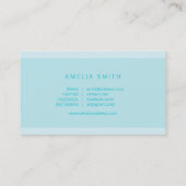 Carte De Visite Preppy Blue Stripes Script Blogger Social Media (Dos)