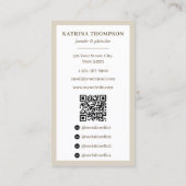 Carte De Visite Preppy Brown & Beige Stripes Bakery Logo QR Code (Dos)