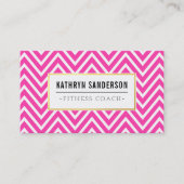 Carte De Visite PREPPY CHEVRON motif logo or emblème rose chaud (Devant)