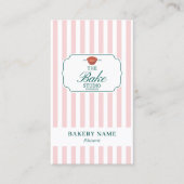 Carte De Visite Preppy Green & Pink Stripes Bakery Logo QR Code (Devant)