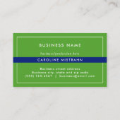 Carte De Visite Preppy Monogramme Navy Blue and Green Professional (Dos)