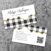 Carte De Visite Preppy Plaid Black White Gold Parties scintillant 