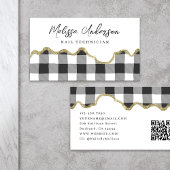 Carte De Visite Preppy Plaid Black White Gold Parties scintillant 