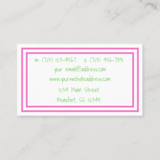 Carte De Visite Preppy Tropical Palm Tree Custom (Dos)