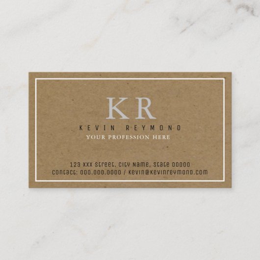Carte De Visite présentation de base imitation kraft (Devant)