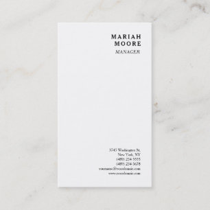 Carte De Visite Présentation personnelle minimaliste blanc