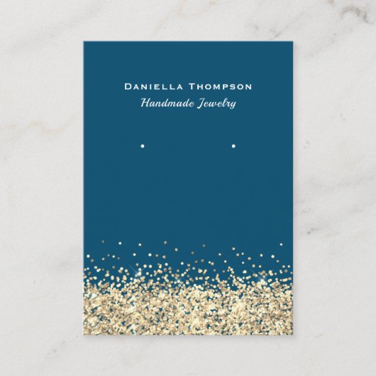 Carte De Visite Présentoir à bijoux à strass dorés faux bleu (Devant)