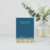 Carte De Visite Présentoir à bijoux à strass dorés faux bleu (Debout devant)
