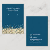 Carte De Visite Présentoir à bijoux à strass dorés faux bleu (Devant / Derrière)