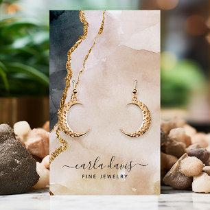 Carte De Visite Présentoir de bijoux en aquarelle rose signature