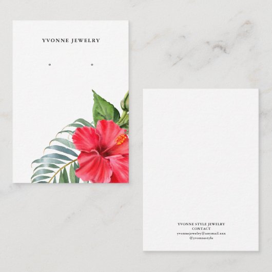 Carte De Visite Présentoir pour boucles d'oreilles florales (Devant / Derrière)