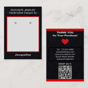 Carte De Visite Présentoir QR pour boucles d'oreilles noir premium