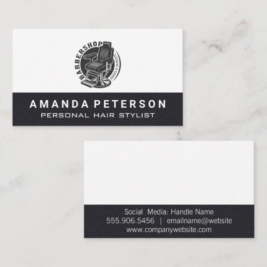 Carte De Visite Président Barbershop | Découpe en cuir (Devant / Derrière)